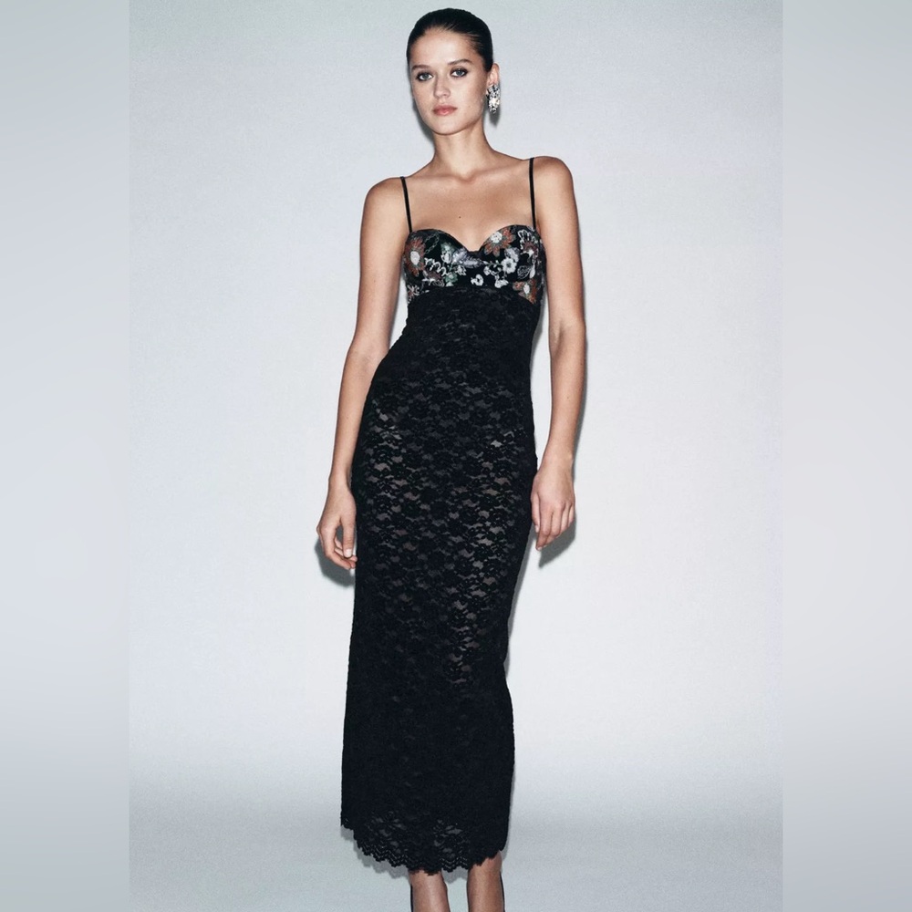 ZARA EMBROIDERED LACE DRESS